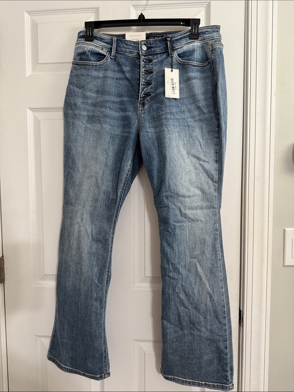 Judy Blue Washed Blue Button-Fly Flare Jeans
